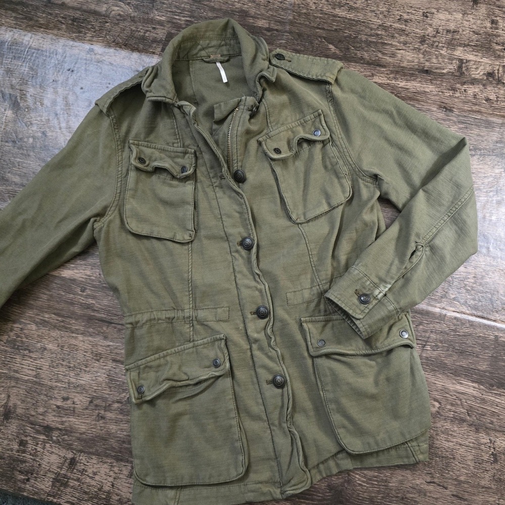 FREE PEOPLE‎ Not Your Brothers Jacket Women XS Green Excellent Utility Military